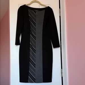 Calvin Klein Black and Gray Striped Dress